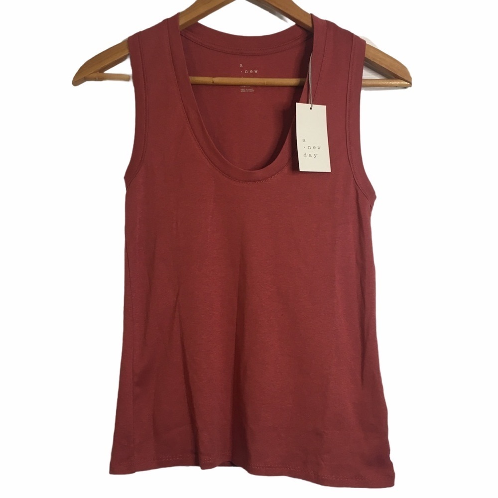 A New Day Dusty Rose Scoop Neck Cotton Tank Top Medium M